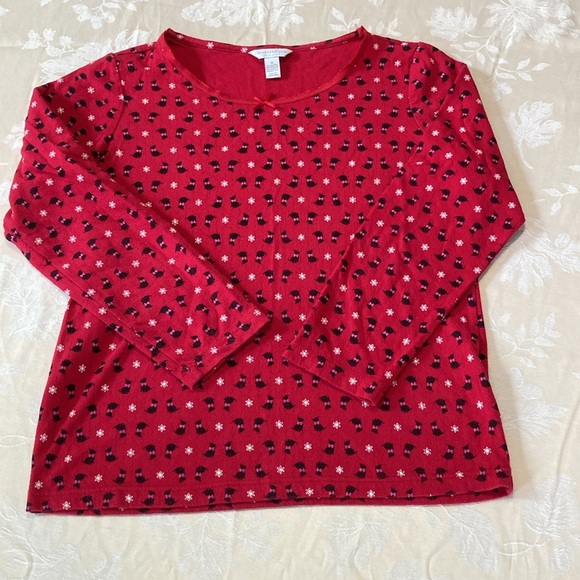Charter Club Scottie Dog pajama top cotton blend pointelle - Picture 1 of 3